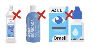 Soro fisiológico, agua boricada e moura brasil não são lubrificantes oculares